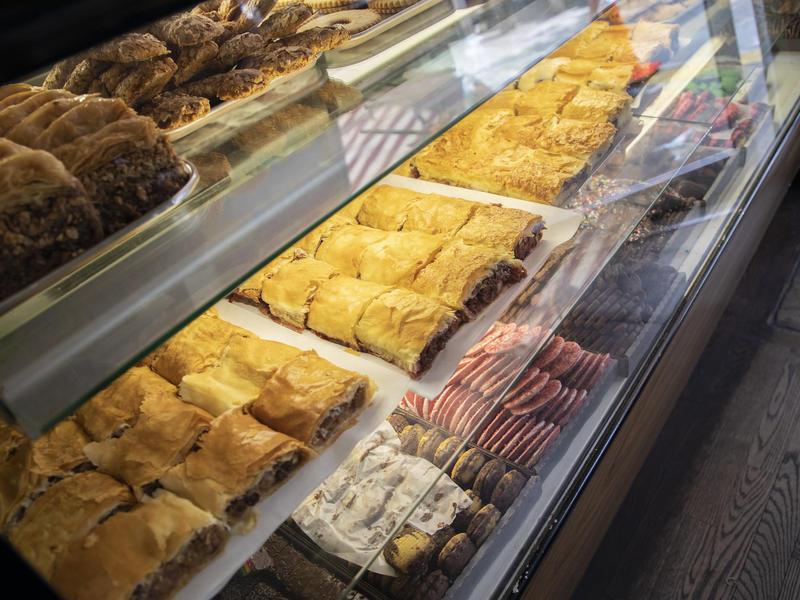 Hungarian pastry shop counter